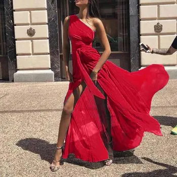 Women Maxi Dress Off Shoulder Bohemian Chiffon Long Dress Solid Color Party Evening One Shoulder Tie Waist High Slit Dresses
Women Maxi Dress Off Shoulder Bohemian Chiffon Long Dress Solid Color Party Evening One Shoulder Tie Waist High Slit Dresses