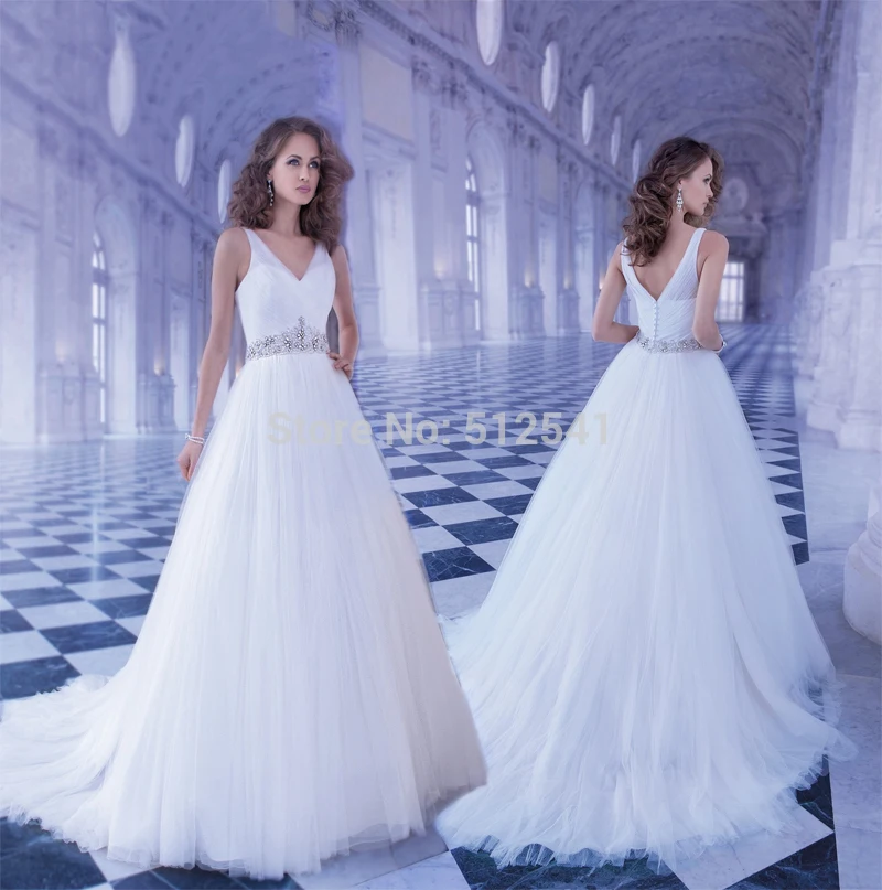 2015 Charming Sheer Wedding Dresses A Line V Neck Beads Sash Rhinestone Ruffle Sweep Train Bridal Gown yk1A256
2015 Charming Sheer Wedding Dresses A Line V Neck Beads Sash Rhinestone Ruffle Sweep Train Bridal Gown yk1A256