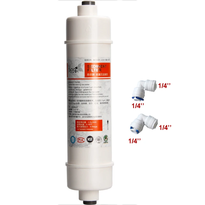 Description Picture 4 of item10 Inch SOOEL Quick connect PPF/SEDIMENT CARTRIDGE with 2 fittings Water Purifier Filter Cartridge Aquarium REVERSE OSMOSIS