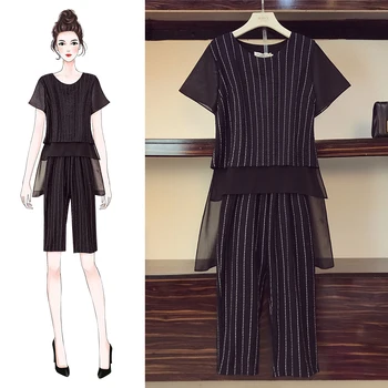 XL-4XL Large Size Women's Sets New Summer Fashion Patchwork Chiffon Striped Top + Wide Leg Long Pants Female Suits
XL-4XL Large Size Women's Sets New Summer Fashion Patchwork Chiffon Striped Top + Wide Leg Long Pants Female Suits