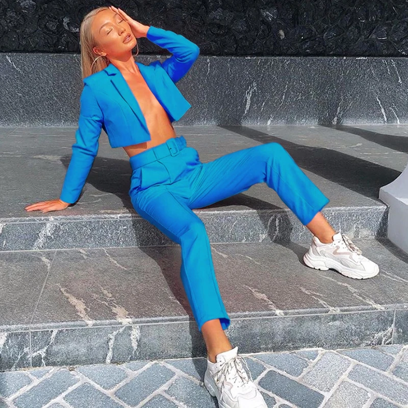 iClosam Women Suit Set Sexy Neon Blue Green Two Pieces Set Short Blazer + Ankle-Length Pants Free Same Color Belt as a gift
iClosam Women Suit Set Sexy Neon Blue Green Two Pieces Set Short Blazer + Ankle-Length Pants Free Same Color Belt as a gift