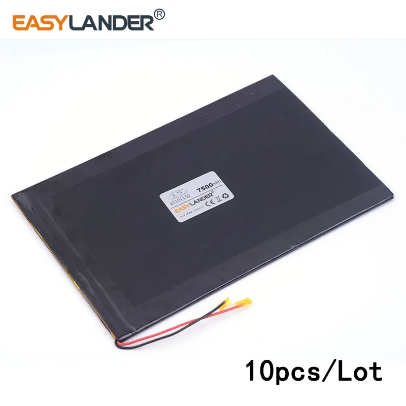 10 шт./лот 3,7 V 7500mAH 45101152 литий-ионная полимерная аккумуляторная батарея для планшетных ПК V972 четырехъядерный планшет DVD Naptop
10 шт./лот 3,7 V 7500mAH 45101152 литий-ионная полимерная аккумуляторная батарея для планшетных ПК V972 четырехъядерный планшет DVD Naptop
