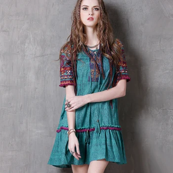 National Embroidery Vintage Dress Women Short Sleeve Ruffles V-neck Retro Summer Dresses #170337
National Embroidery Vintage Dress Women Short Sleeve Ruffles V-neck Retro Summer Dresses #170337