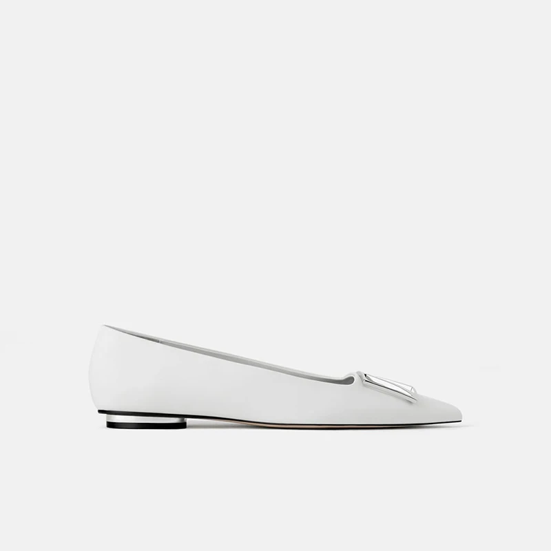 White Ballet Flats Metallic Trim Detail at front and heel Slip-On And Pointed Toe Flats Woman Solid White Dress Woman Shoes
White Ballet Flats Metallic Trim Detail at front and heel Slip-On And Pointed Toe Flats Woman Solid White Dress Woman Shoes
