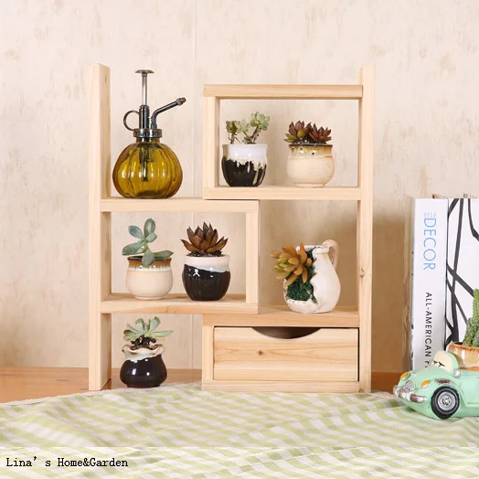 concertina fold mini tabletop handmade solid fir wood shelf decoration (2)