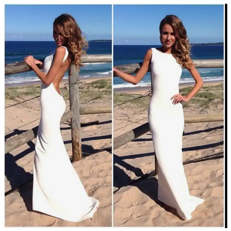 cheap white beach wedding dresses