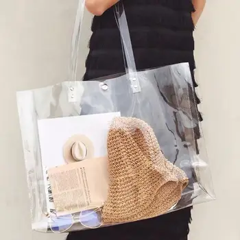 Fashion New Brand Designer Transparent PVC Summer Casual Transparent Large Handbags Lady Beach Shoulder Bags Big Shopping Bags
Fashion New Brand Designer Transparent PVC Summer Casual Transparent Large Handbags Lady Beach Shoulder Bags Big Shopping Bags
