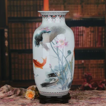 Jingdezhen Ceramic Vase Pastoral Ink Fengshui Lotus Fish Vase Creative Fashion Home Furnishings porcelain vase chinese
Jingdezhen Ceramic Vase Pastoral Ink Fengshui Lotus Fish Vase Creative Fashion Home Furnishings porcelain vase chinese