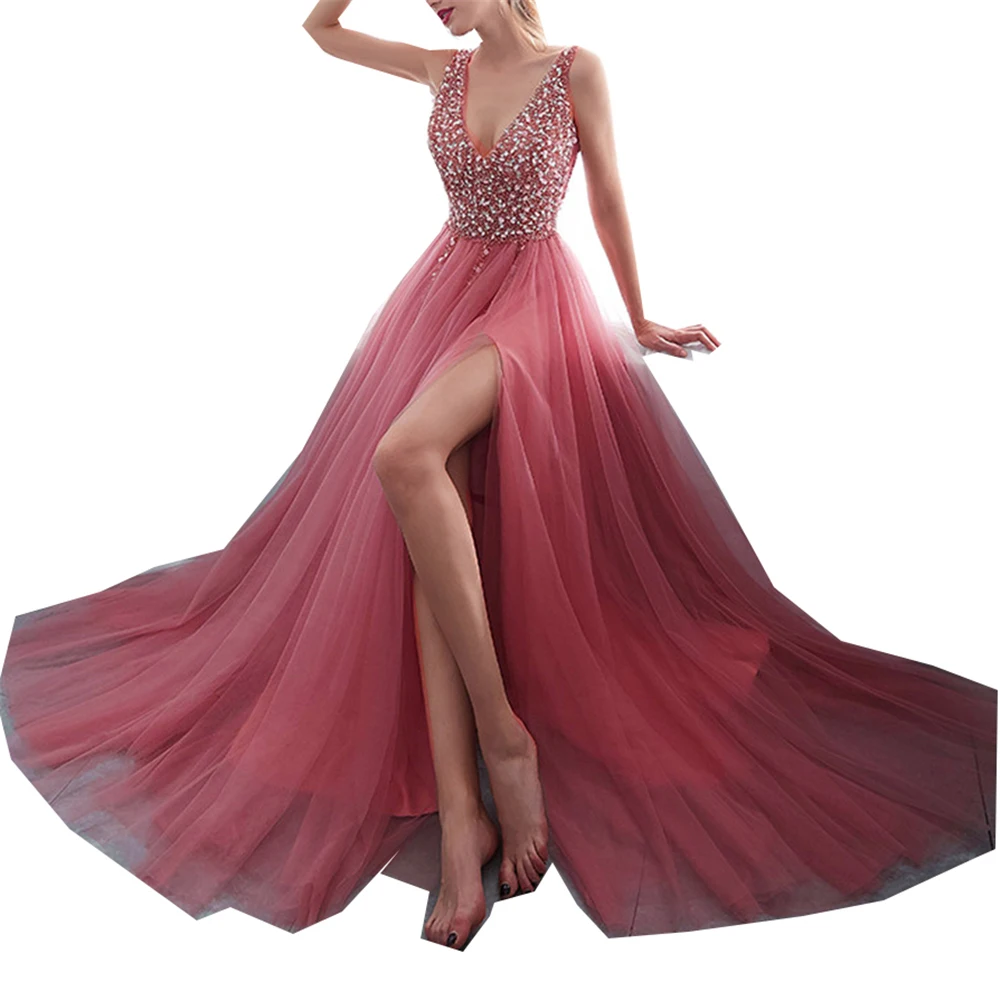 V-Neck-Beading-Evening-Dress-Back-Lace-Up-Evening-Dress-With-Slit-Evening-Gown-2019-LongAAAF