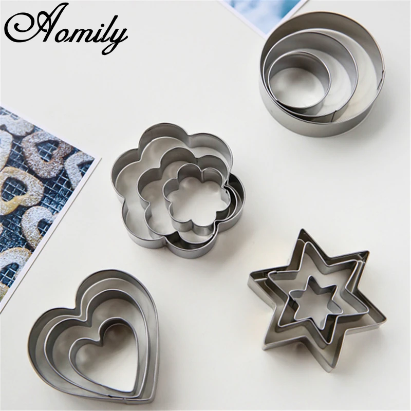 Aomily 12pcs/Set Cookie Cutter Stainless Steel Heart Fruit Molds Flower Round Star Biscuit Mould Fondant Cutting Pastry Cutters
Aomily 12pcs/Set Cookie Cutter Stainless Steel Heart Fruit Molds Flower Round Star Biscuit Mould Fondant Cutting Pastry Cutters
