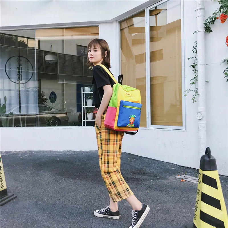 Menghuo Panelled Backpack Women Large Capacity School Backpack Bags for Girls 2018 Clown Printing Ultralight Backpack MochilasIMG_8350