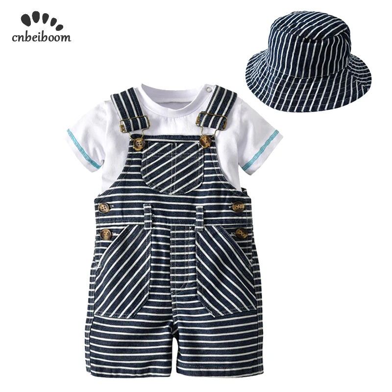 kids 1-3 year Baby Clothes Cotton Boys Suit Sets white t-shirt + Striped Hat + Overalls Outfits Set Casual chidren Boy Clothes
kids 1-3 year Baby Clothes Cotton Boys Suit Sets white t-shirt + Striped Hat + Overalls Outfits Set Casual chidren Boy Clothes