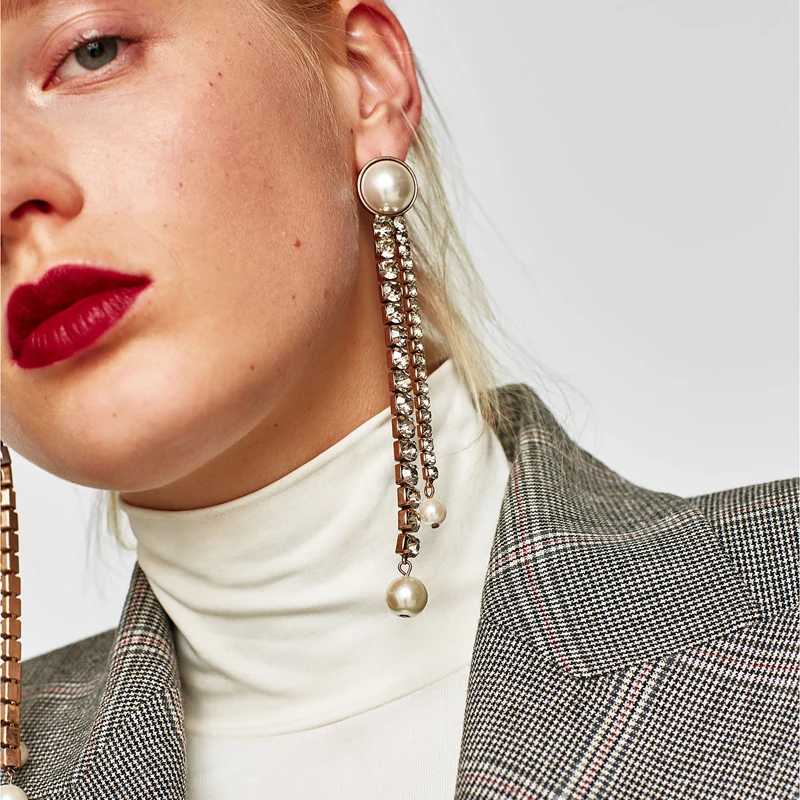 Vodeshanliwen New Long Rhinestone Tassels Earrings Simulated pearl Statement Dangle Earrings Fashion Bijoux For Women Gift
Vodeshanliwen New Long Rhinestone Tassels Earrings Simulated pearl Statement Dangle Earrings Fashion Bijoux For Women Gift
