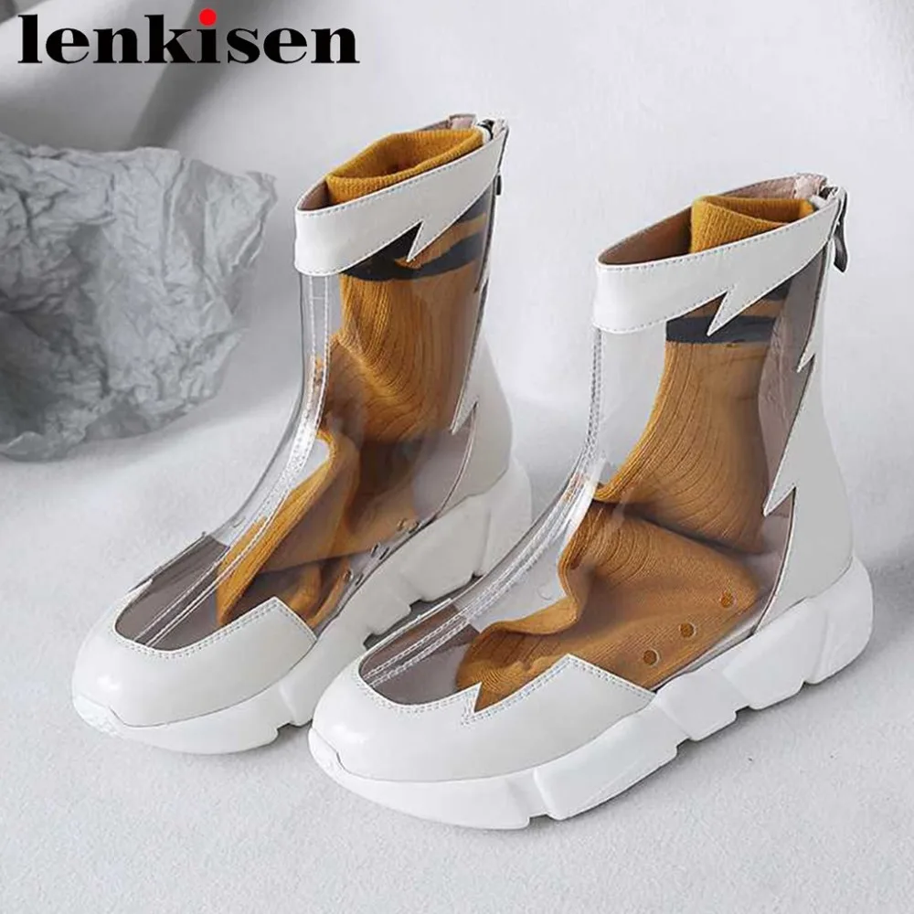 Lenkisen 2018 popular pvc material new fashion round toe low bottom platform zipper perspective fairy plus size ankle boots L03
Lenkisen 2018 popular pvc material new fashion round toe low bottom platform zipper perspective fairy plus size ankle boots L03