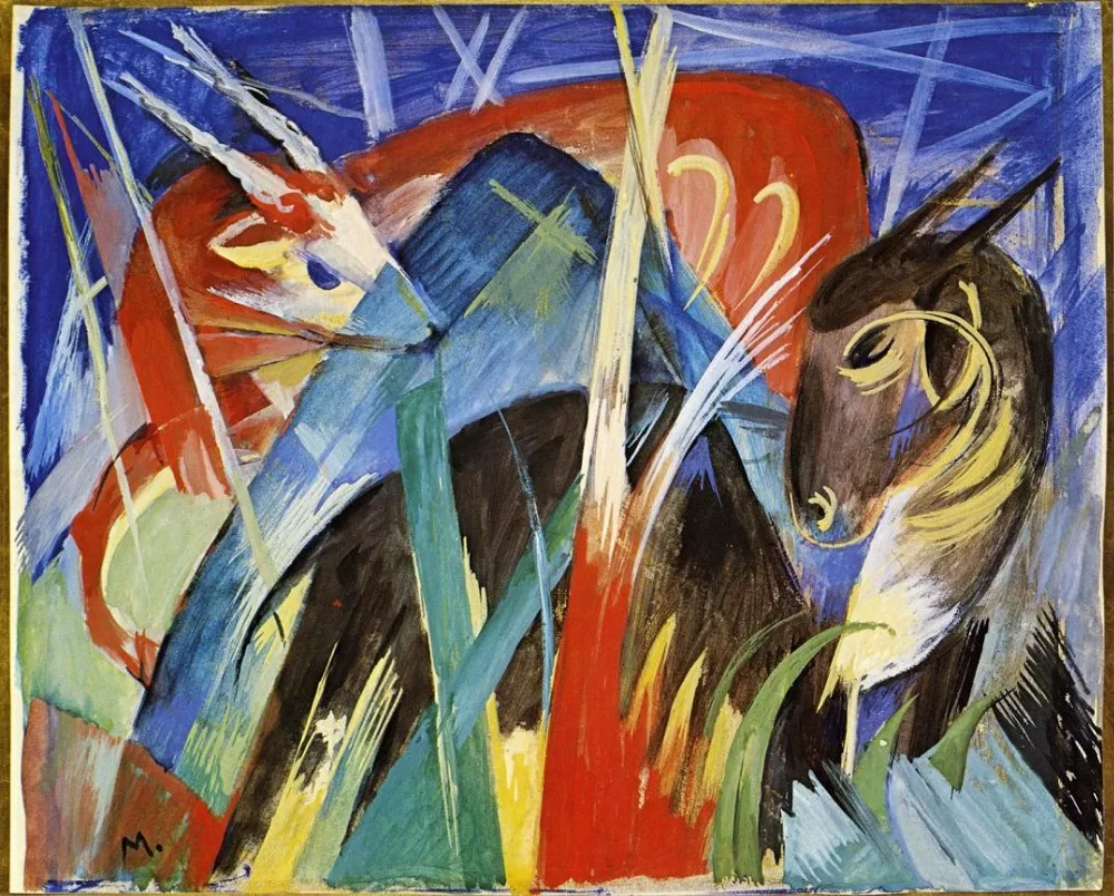 

High quality Oil painting Canvas Reproductions Fairy Animals 1913 By Franz Marc hand painted
