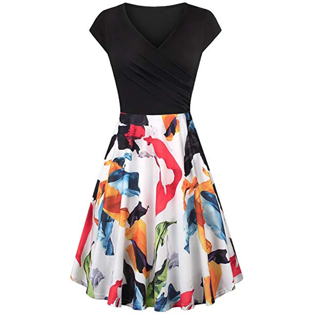 CHAMSGEND Black Dress Elegant Ladies Short Sleeve Cross V- Neck Dresses Vintage Flared A-Line Dress vestidos Party Femme 5DEC30
CHAMSGEND Black Dress Elegant Ladies Short Sleeve Cross V- Neck Dresses Vintage Flared A-Line Dress vestidos Party Femme 5DEC30