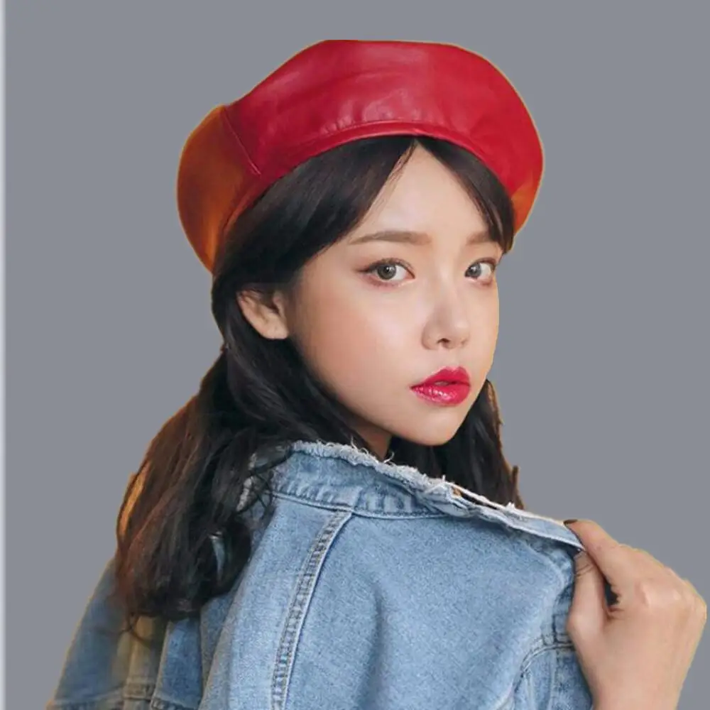 SUOGRY Fashion Black Leather Beret Female French Beret Hat Winter Painter Hat For Women Spring Summer Autumn
SUOGRY Fashion Black Leather Beret Female French Beret Hat Winter Painter Hat For Women Spring Summer Autumn