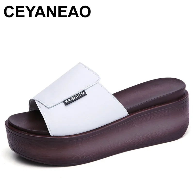 CEYANEAOGenuineLeather Summer Women Platform Slippers PeenToe wedge slippers SlipOn Female Beach Slides Ladies CasualShoes E2143
CEYANEAOGenuineLeather Summer Women Platform Slippers PeenToe wedge slippers SlipOn Female Beach Slides Ladies CasualShoes E2143