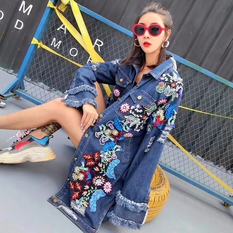 Appliques embroidery denim jacket long loose holes jeans jackets women fashion chaqueta mujer 2019 autumn new arrivals
Appliques embroidery denim jacket long loose holes jeans jackets women fashion chaqueta mujer 2019 autumn new arrivals