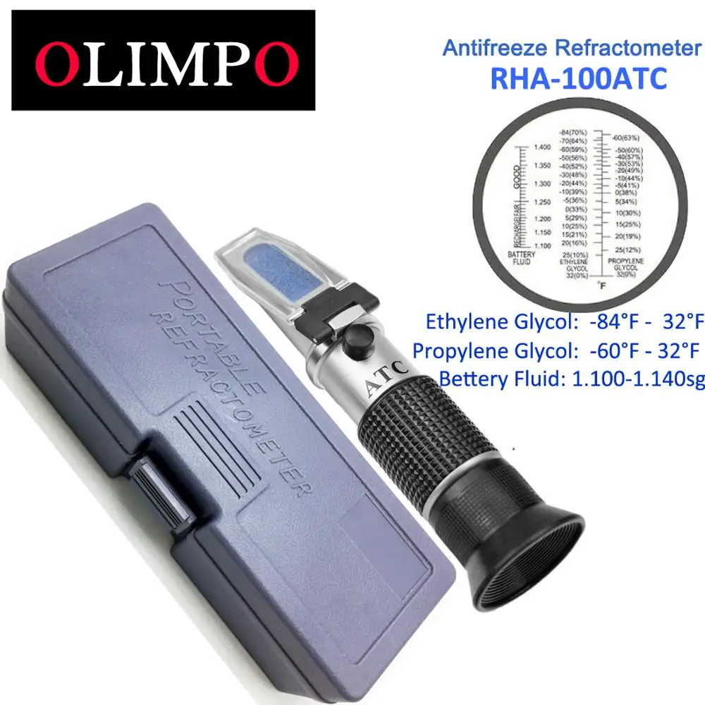 olimpo Refractometer 3 in 1 RHA-100ATC Glycol Percentage with 'F Fahrenheit Car Battery Fluid 1.000-1.400sg Car Coolant Tester
olimpo Refractometer 3 in 1 RHA-100ATC Glycol Percentage with 'F Fahrenheit Car Battery Fluid 1.000-1.400sg Car Coolant Tester