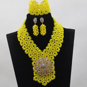 Trendy Yellow Handmade Beaded Seed Crystal Jewelry Set African Beads Jewelry Set Women/bridal Necklace Set Free Shipping ANJ011
Trendy Yellow Handmade Beaded Seed Crystal Jewelry Set African Beads Jewelry Set Women/bridal Necklace Set Free Shipping ANJ011
