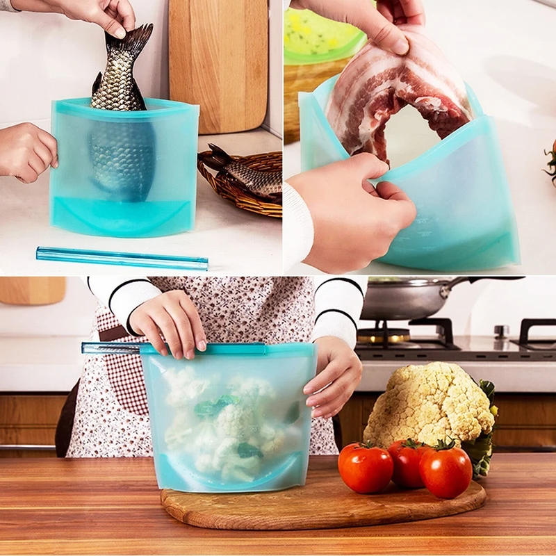 Hifuar 1000/1500ml Ziplock Bag Silicone Vacuum Food Fresh Bags Milk Fruit Meat Reusable Fridge Food Storage Container A
Hifuar 1000/1500ml Ziplock Bag Silicone Vacuum Food Fresh Bags Milk Fruit Meat Reusable Fridge Food Storage Container A