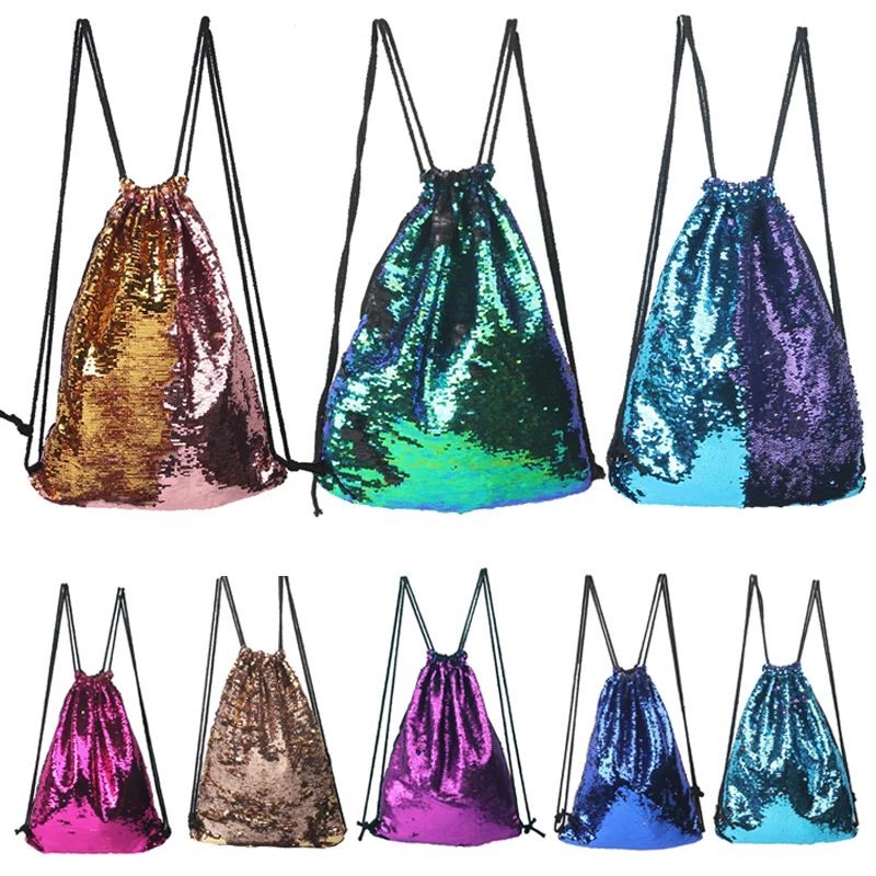 Brand Baellerry New Mermaid Sequins Backpack Fashion Women Drawstring Bag Students Girls Shopping Package | Багаж и сумки