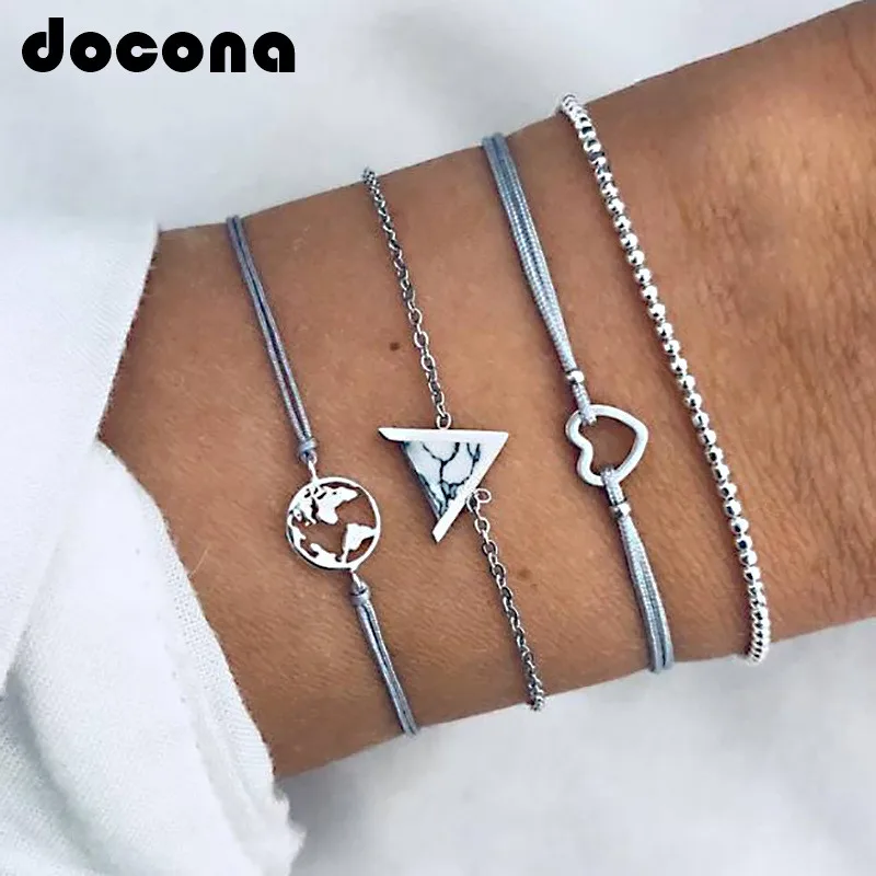 Docona Vintage Infinite Beads World Map Heart Triangle Bracelet Set For Women Girl Adjustable Layered Rope Chains Bangles 2318
Docona Vintage Infinite Beads World Map Heart Triangle Bracelet Set For Women Girl Adjustable Layered Rope Chains Bangles 2318