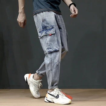 Japanese Style Vintage Men Jeans Summer Fashion Loose Fit Harem Pants Big Pocket Light Blue Color Cargo Pants Hip Hop Jeans Men
Japanese Style Vintage Men Jeans Summer Fashion Loose Fit Harem Pants Big Pocket Light Blue Color Cargo Pants Hip Hop Jeans Men