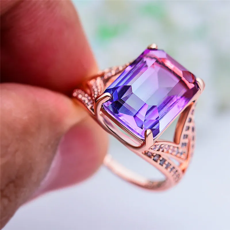 Luxury Female Rose Gold Color Wedding Ring Simple Big Square Colorful Zircon Stone Ring Fashion Party Engagement Promise Ring
Luxury Female Rose Gold Color Wedding Ring Simple Big Square Colorful Zircon Stone Ring Fashion Party Engagement Promise Ring