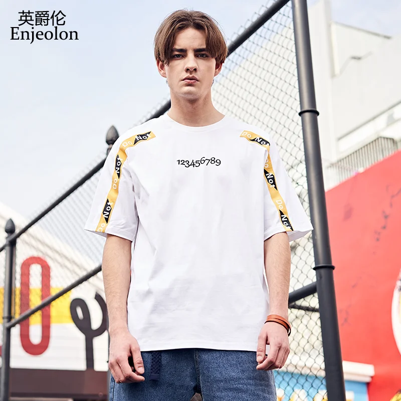 Enjeolon Summer T shirt Short Sleeved O-neck Number Print Cotton Casual Streetwear Male Tee Shirt New Arrival T5181
Enjeolon Summer T shirt Short Sleeved O-neck Number Print Cotton Casual Streetwear Male Tee Shirt New Arrival T5181