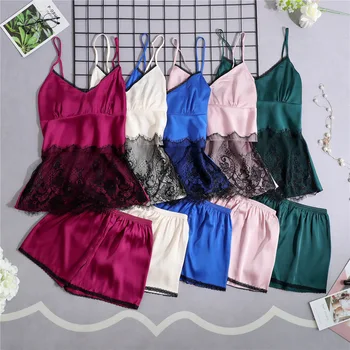 Fashion Women Babydoll Lace Lingerie 2020 New Faux Silk Sleepwear 2PCS Solid Hollow Home Shirt Shorts&Strap Pajamas Pyjamas Suit
Fashion Women Babydoll Lace Lingerie 2020 New Faux Silk Sleepwear 2PCS Solid Hollow Home Shirt Shorts&Strap Pajamas Pyjamas Suit