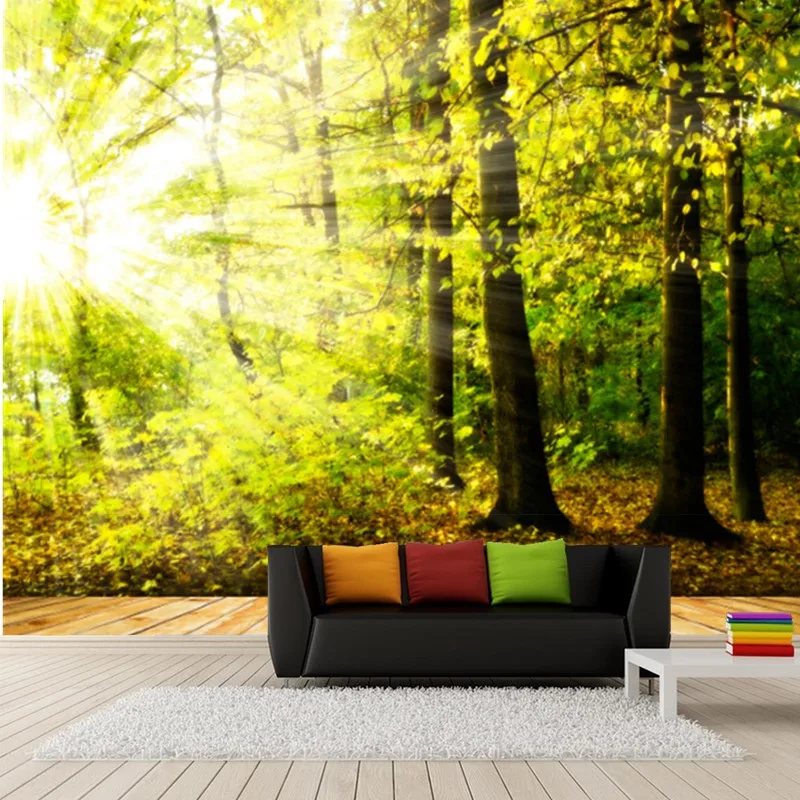 

Custom mural landscape, the sun through the woods murals for the living room bedroom TV background wall waterproof wallpaper