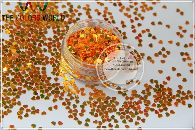 SSXJ883-106 Sequins Heart shape Magical Bullion Orange Color Valentine's day accessory for nail Art or DIY deco 1pack=50g | Красота и