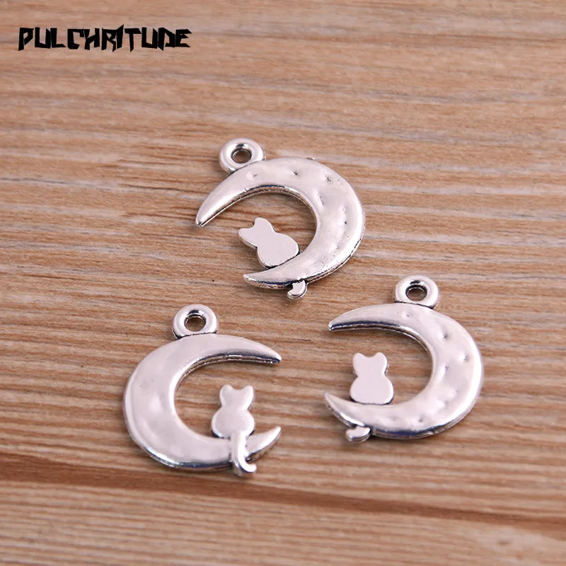 PULCHRITUDE 10pcs 19*24mm Ancient silver Metal Zinc Alloy Moon cat Charms Fit Jewelry Animal Pendant Charms Makings
PULCHRITUDE 10pcs 19*24mm Ancient silver Metal Zinc Alloy Moon cat Charms Fit Jewelry Animal Pendant Charms Makings