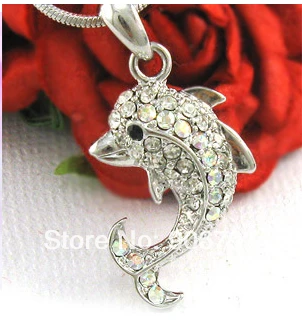 30pcs a lot alloy rhodium plated fashion crystal dolphin animal pendant necklace jewelry
30pcs a lot alloy rhodium plated fashion crystal dolphin animal pendant necklace jewelry