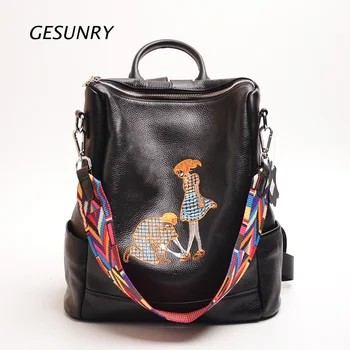 High Quality Women Character Backpack 100% Genuine Leather Teenager School Bag Vintage Natural National Travel School Bags
High Quality Women Character Backpack 100% Genuine Leather Teenager School Bag Vintage Natural National Travel School Bags