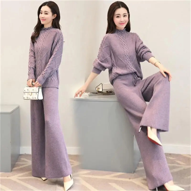 2019 spring new women's fashion knit suit spring Korean fashion wide leg pants casual two-piece female tide Women's suit fall
2019 spring new women's fashion knit suit spring Korean fashion wide leg pants casual two-piece female tide Women's suit fall