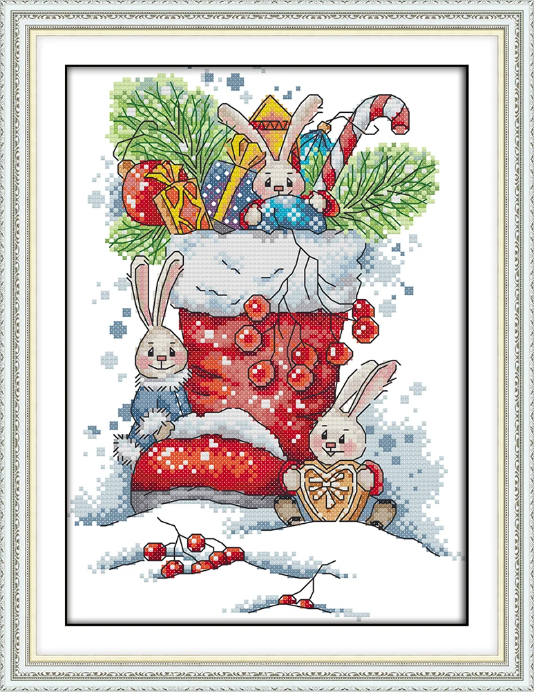 The rabbit in the Christmas boots cross stitch kit aida 14ct 11ct count print canvas stitches embroidery DIY handmade needlework
The rabbit in the Christmas boots cross stitch kit aida 14ct 11ct count print canvas stitches embroidery DIY handmade needlework