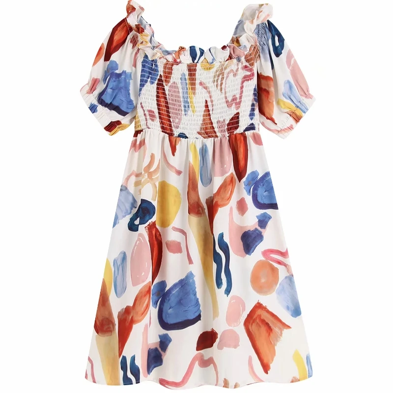 women vintage graffiti print elastic agaric lace dress ladies elegant off shoulder vestidos pleats ruffless party dresses DS2642
women vintage graffiti print elastic agaric lace dress ladies elegant off shoulder vestidos pleats ruffless party dresses DS2642