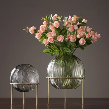 High Quality Modern Glass Vase With Golden Rack Fashion Nordic Vase Tabletop Vase Gift Home Decoration Accessories
High Quality Modern Glass Vase With Golden Rack Fashion Nordic Vase Tabletop Vase Gift Home Decoration Accessories