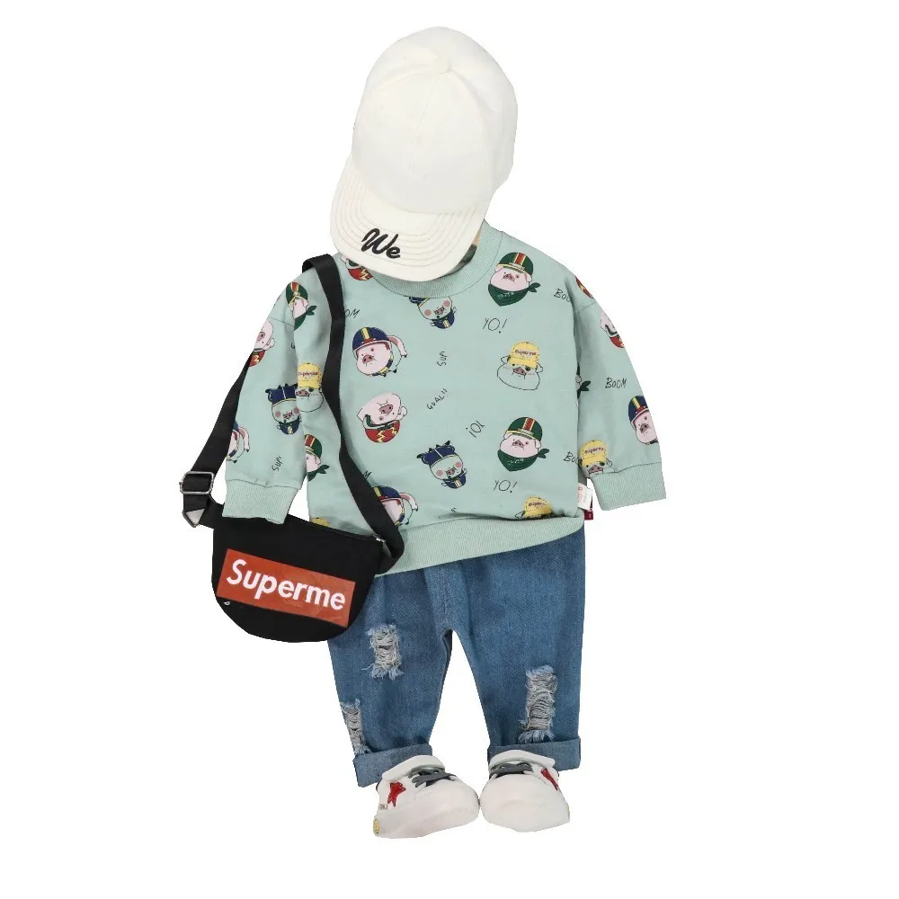 2019 Autumn Baby Kids Print Clothes Children Cartoon Long Sleeve Shredded Jeans 2 Pcs/sets Boys Girls Toddler Cotton Tracksuits
2019 Autumn Baby Kids Print Clothes Children Cartoon Long Sleeve Shredded Jeans 2 Pcs/sets Boys Girls Toddler Cotton Tracksuits