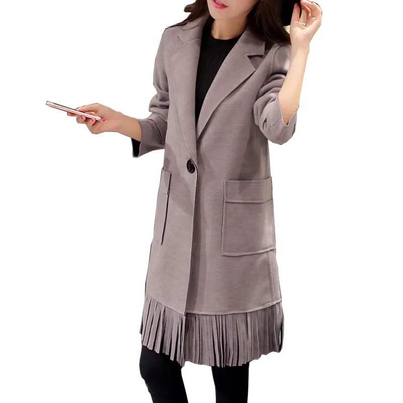 2017 Casual Women Coats Autumn Winter Spring Long Sleeve Outwear Elegant Slim Long Coats With Tassel Casual Thin Coat Femal
2017 Casual Women Coats Autumn Winter Spring Long Sleeve Outwear Elegant Slim Long Coats With Tassel Casual Thin Coat Femal