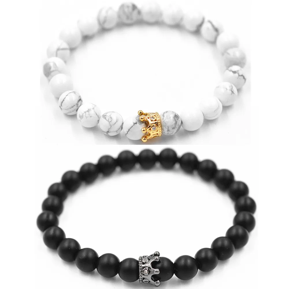 Crown Charm Bracelets 8mm Natural Matte black stone beads Men Women Silver Color Bangle Fashion Jewelrysz
Crown Charm Bracelets 8mm Natural Matte black stone beads Men Women Silver Color Bangle Fashion Jewelrysz
