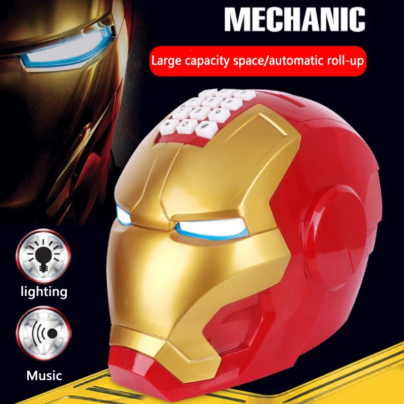 Eworld New Hot Electronic LED Light and Music Iron Man Helmet Model Password lock Automatic Piggy Bank Money Box Toy Gift
Eworld New Hot Electronic LED Light and Music Iron Man Helmet Model Password lock Automatic Piggy Bank Money Box Toy Gift