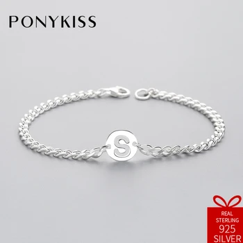 PONYKISS Classic 100% S925 Sterling Silver Europe Style Letter Bracelets Fine Jewelry Women Creative Geometric Birthday Party
PONYKISS Classic 100% S925 Sterling Silver Europe Style Letter Bracelets Fine Jewelry Women Creative Geometric Birthday Party