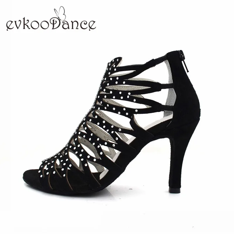 Evkoodance Black Nubuck High Quality Hot Rhinostone 8.5cm Heel Height Open Toe Latin Dance Shoes For Girls Evkoo-506
Evkoodance Black Nubuck High Quality Hot Rhinostone 8.5cm Heel Height Open Toe Latin Dance Shoes For Girls Evkoo-506