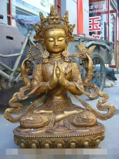 S03103 Huge Tibet Folk Temple bronze gild 4 armed Dragon Avalokitesvara Kwan-Yin statue B0403
S03103 Huge Tibet Folk Temple bronze gild 4 armed Dragon Avalokitesvara Kwan-Yin statue B0403