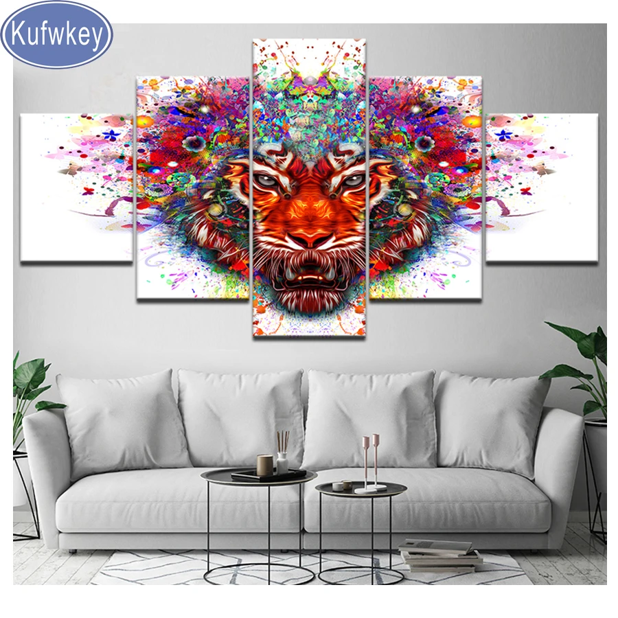 5d Diy diamond painting 5 pcs cross stitch kit tiger animal skull,Diamond embroidery square/round diamond Mosaic pasted painting 
5d Diy diamond painting 5 pcs cross stitch kit tiger animal skull,Diamond embroidery square/round diamond Mosaic pasted painting