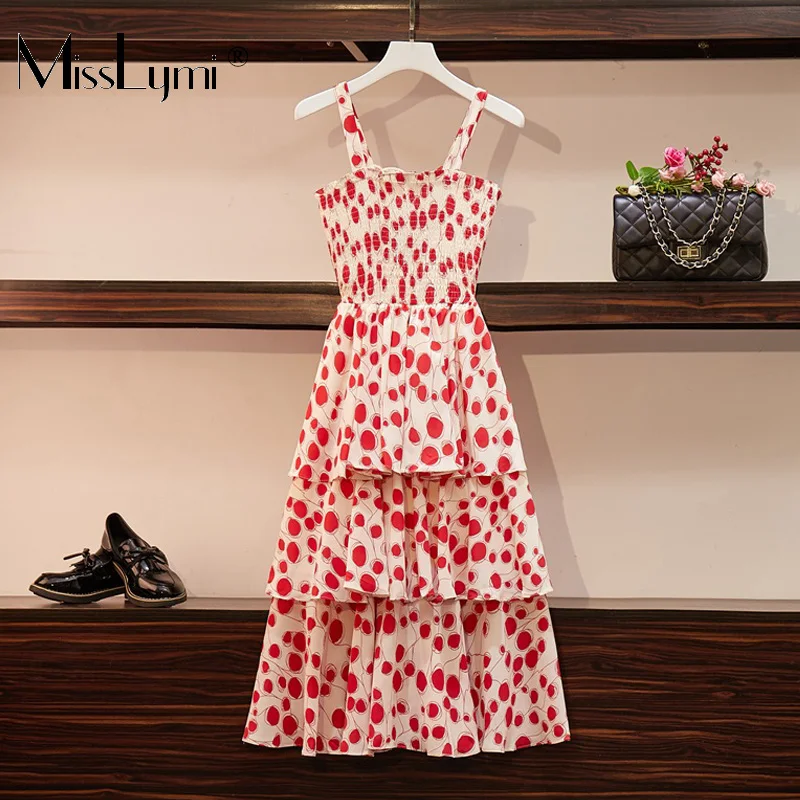 L-4XL Plua Size Women Vintage Red Polka Dot Dress Summer 2019 Sexy Spaghetti Strap Strapless Cascading Ruffle Chiffon Midi Dresses
L-4XL Plua Size Women Vintage Red Polka Dot Dress Summer 2019 Sexy Spaghetti Strap Strapless Cascading Ruffle Chiffon Midi Dresses